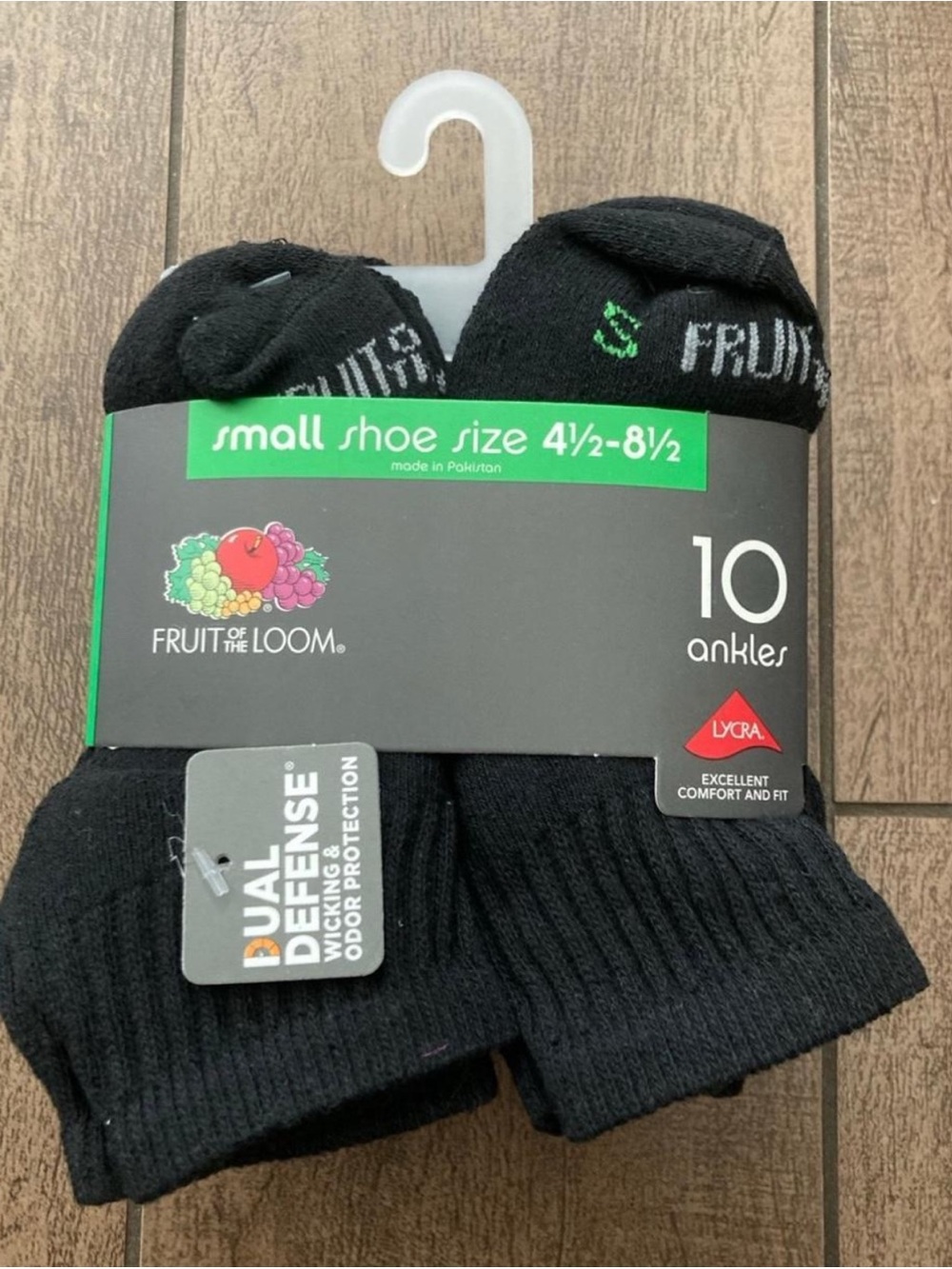 Fruit of the Loom Kids Ankles Socks (10 Pairs) Black Size Small (4.5-8.5 Kids)